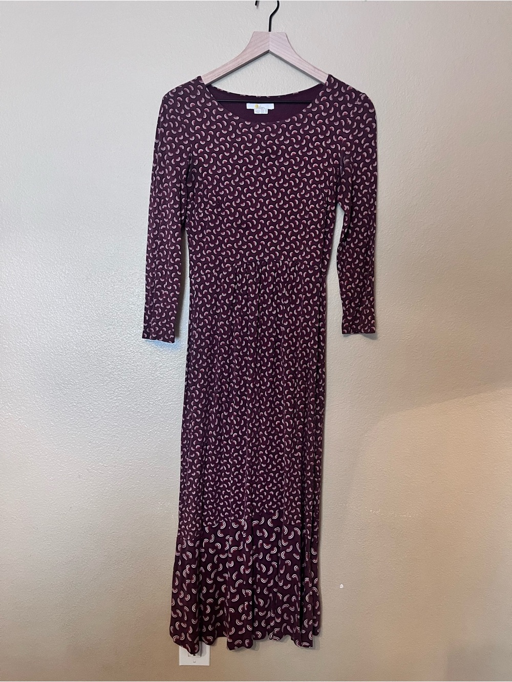 Boden Plum Printed Long-Sleeve Maxi Dress